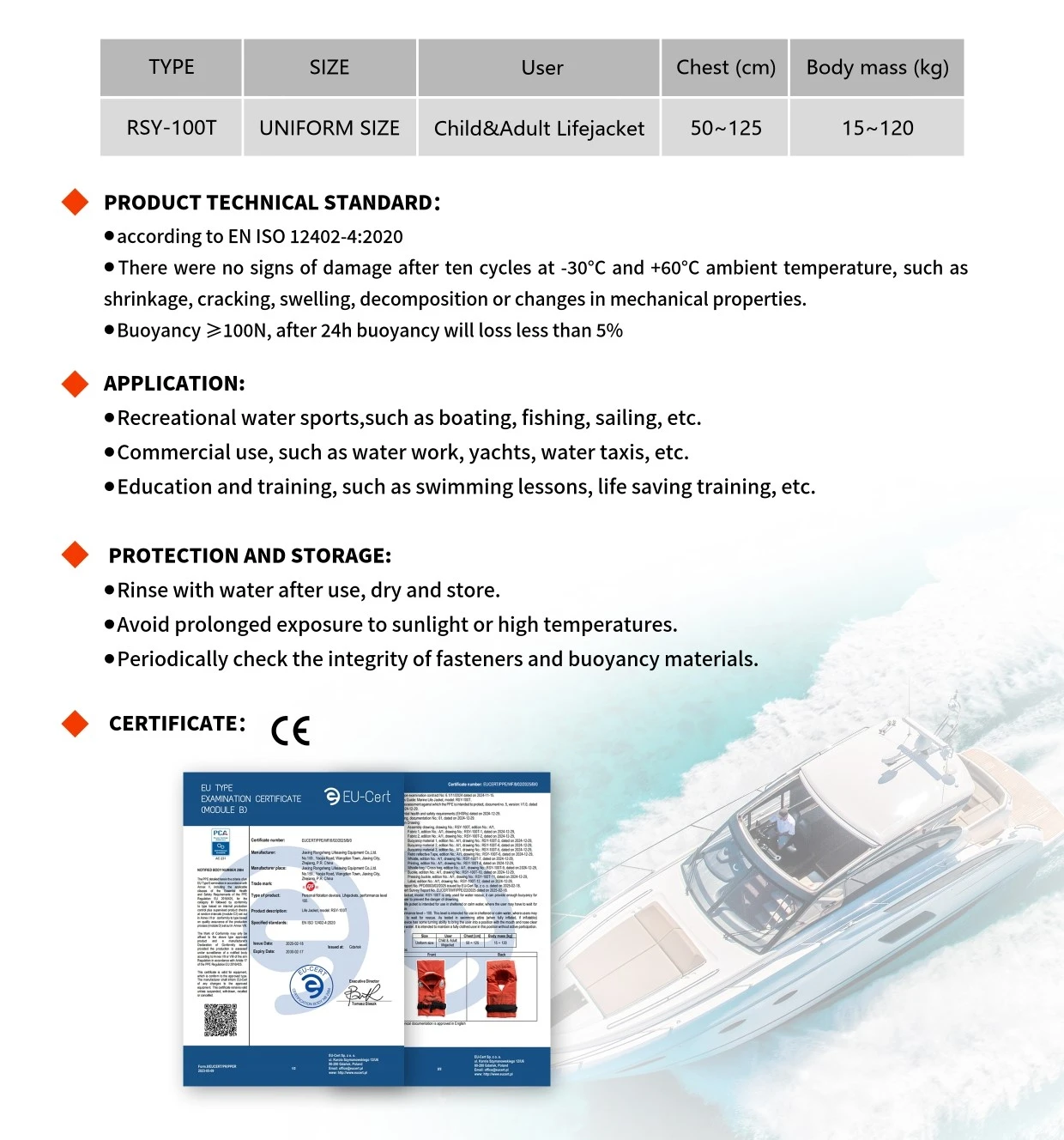 Lifejacket For Children And Adults RSY-100T - الصورة 5