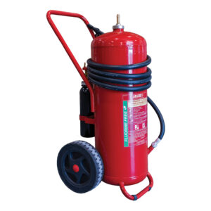 LALIZAS Fire Extinguisher Wheeled PFAS Free Foam, Cartridge Operation ,Stainless Steel, with Hose & Horn, SOLAS/MED (EN,GR,ES,CN)