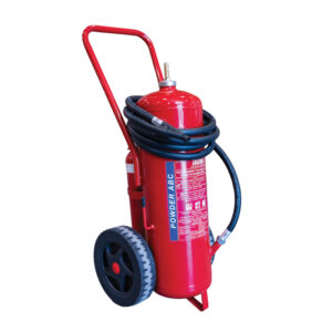 LALIZAS Fire Extinguisher Wheeled Dry Powder, Cartridge Operation ,with Hose & Horn, SOLAS/MED (EN,GR,ES,CN)